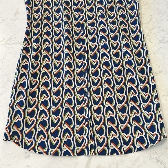Cabi | Armour Blue Heart Chain Print Collared Sleeveless Shirtdress Style 5370 - Picture 5 of 16
